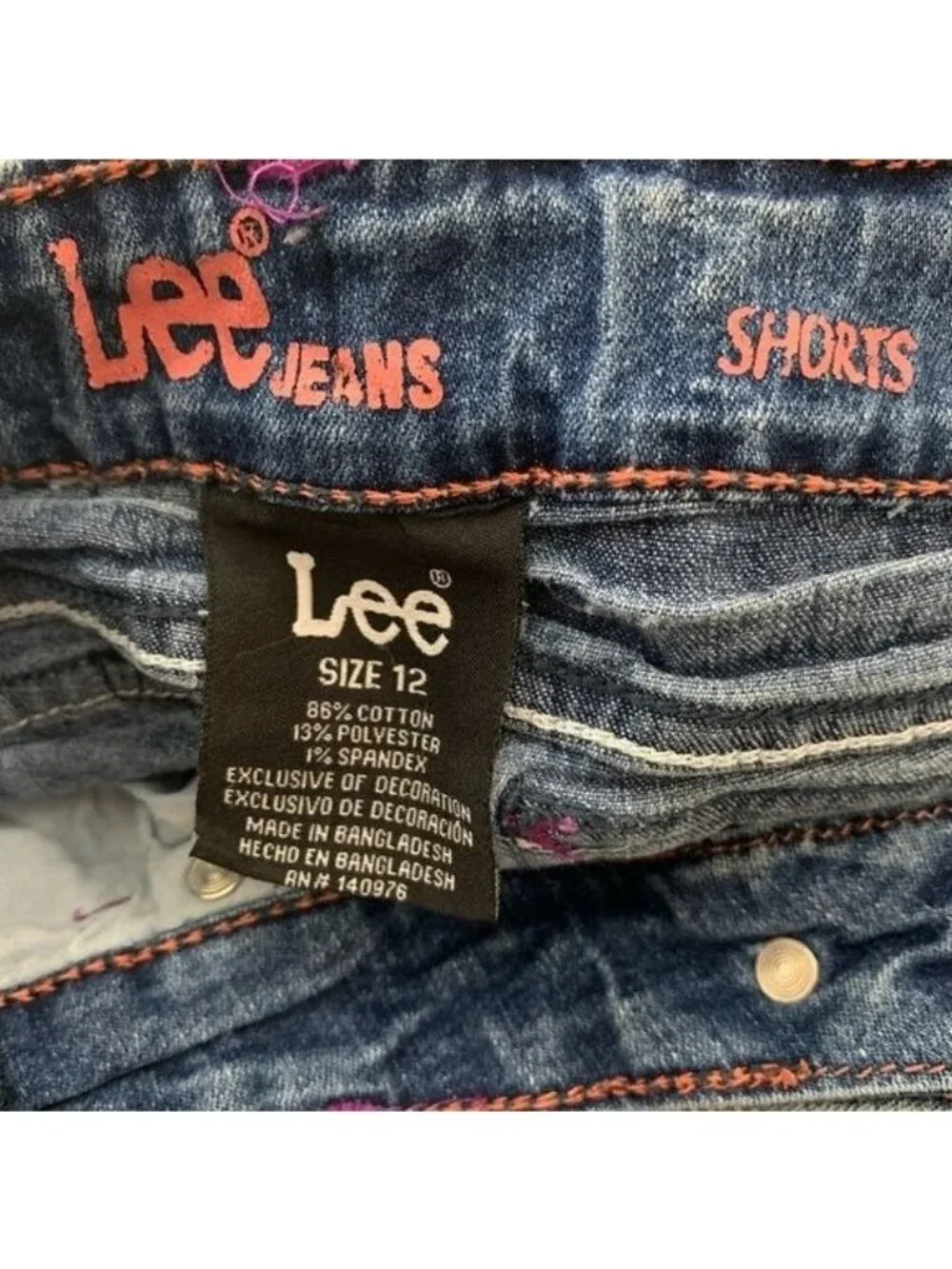 Lee Girls Size 12 Adjustable Waist Denim Cutoff Shorts Dark Wash